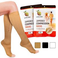 Zipper Compression Socks with Zip Guard Skin Protection & Open Toe (Sizes Med to 6XL)- 15-20mmHg Medical Compression Socks for Men & Women (3XL-Calf 15-18inch)