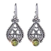 Fashion Creative Vintage Pendant Inlaid with Green Topaz Styling Female Earrings Set of 2PC by Kingwo
