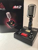 BLACK CHROME DELTA M2 AMPLIFIED DYNAMIC POWER BASE MICROPHONE 4 pin Cobra CB HAM MIC