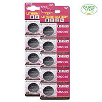 CR2025 3V Lithium Battery, 90mAh for Watch, LCD Writing Tablet and Car Remote Controls, 10-Pack