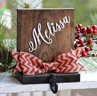 Personalized Christmas Stocking Holder for Mantle or Fireplace Rustic Stocking Holder
