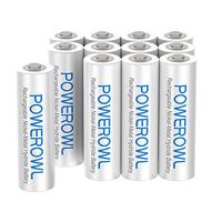 AAA Rechargeable Batteries, POWEROWL High Capacity Triple A Batteries 1000mAh 1.2V NiMH Low Self Discharge HR03, 12 Pack