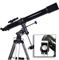 AstroQuest 90mm Refractor Telescope With Universal Smartphone Camera Adapter (Black)