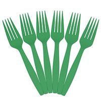 JAM PAPER Big Party Pack of Premium Plastic Forks - Green - 100 Disposable Forks/Box