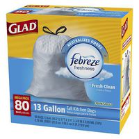 2 x Glad OdorShield Tall Kitchen Drawstring Trash Bags, Fresh Clean, 13 Gallon 80 ea