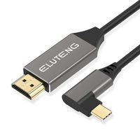 USB C to HDMI Cable, ELUTENG USB Type C HDMI Cable 4K@60Hz Right Angle Gold Plated Video Adapter Support Thunderbolt 3 Compatible with MacBook Pro/Projector/Smart Phone/Laptop - 3FT