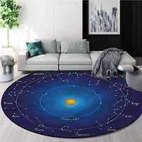 RUGSMAT Zodiac Modern Machine Washable Round Bath Mat,Outer Space Theme Planets Home Decor Foor Carpet Diameter-31