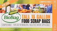 BioBag 13 Gallon Tall Kitchen Bags / Food Waste Bag, 12 Count
