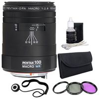Pentax smc Pentax-D FA 100mm f/2.8 WR Macro Lens + 49mm 3 Piece Filter Kit + Deluxe 3pc Lens Cleaning Kit + Lens Cap Keeper DavisMAX Bundle