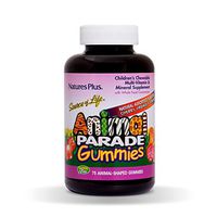 NaturesPlus Animal Parade Source of Life Gummies - Natural Orange, Grape and Cherry Flavors - 75 Animal Shaped Gummies - Whole Food Kid's Multivitamin - Gluten-Free - 37 Servings