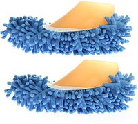 Multi Function Micro-Fiber Washable Dust Mop Slippers Cleaning Shoes - Easily Clean Your Floor Without Breaking Your Back (4 Pairs, Blue)