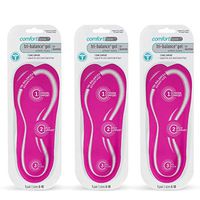 Comfort Zone Tri-Balance Gel Orthotic Insoles for Women, Sizes 6-10, 3 Pack