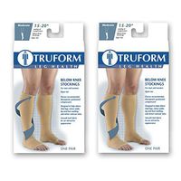 Truform Compression 15-20 mmHg Knee High Open Toe Stockings Black, Small, 2 Count