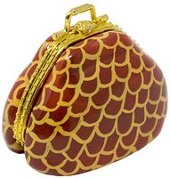Gold Crocodile Purse Shaped Porcelain Pocket Purse Portable Travel Pill Box & Medicine Organizer (1 Large Compartment)