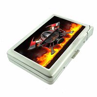 Firefighter D18 Fireman USA American Hero Cigarette Case Lighter Smoking King Size Cigarettes Silver Metal Wallet 4" X 2.75" RFID Protection