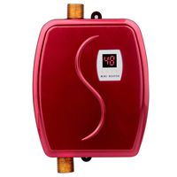 Mini Tank Water Heater Fast Heating Intelligent Temperature Instant Electric Hot Water Faucet for Kitchen and Bathroom (US -RED-110V)