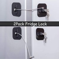Fridge Lock,Refrigerator Lock with Keys, Freezer Lock and Child Safety Cabinet Lock with Strong Adhesive (Fridge Lock-Black 2Pack)