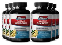Korean Ginseng Capsules - Korean Ginseng 350mg - Top Korean Ginseng Enhancement to Promote Sex Drive and Improve Sexual Interest (6 Bottles 360 Capsules)
