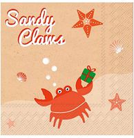 MesaFina Cocktail Beverage Paper Napkins, Crab Sandy Claws, 40 ct