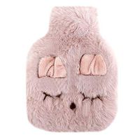 Rebecca Cute Cartoon Hot Water Bottle Plush Fleece Cover Warm Comfortable, Pink