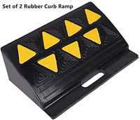 Heavy Duty Rubber Kerb Ramp, 2pcs Portable Rubber Kerb Ramp Non-Slip Durable for Wheelchair, Scooter, Motorbike and Car, 19.7x9.8x5.1"