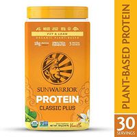 Sunwarrior - Classic Plus, Vegan Protein Powder with Peas & Brown Rice, Raw Organic Plant Based Protein, Vanilla, 30 Servings