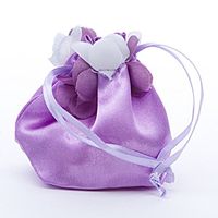 30ea - 3-1/2 X2-3/4x1-3/4 Lavender W/White Flwr Petal Satin Bg Gusset - 1 3/4"