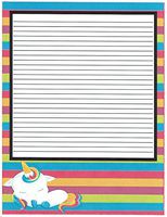 Kid's Camp Multi Colored Unicorn Lined Stationery Paper 26 Sheets