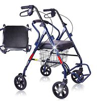 FKYTH Foldable Rolling Walker with Comfort Leather Rest Seat and Brakes, Lightweight 3 Adjustable Handle Height Elderly Shopping Cart