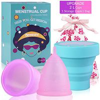 Menstrual Cups 2-Large Cups for Heavy Flow Soft and Reusable Period Cup FDA Approved Medical Grade Silicon Tampons and Pads Alternative Purple&Pink