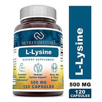 Nutri Essentials L-Lysine - 500mg Amino Acid Vitamin 120 Capsules - Commonly Used for Cold Sores, Immune Support, Respiratory Health & More
