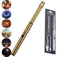 Navpeak Candle Lighter Long Neck Windproof Electric Arc Lighter for Gas Stove Fireplace BBQ Kitchen Grills(Gold)