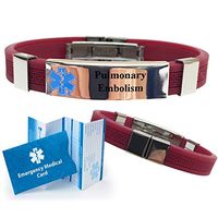 "Pulmonary Embolism" Designer Medical Alert ID Bracelet. Choose Color!