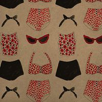 GRAPHICS & MORE Vintage Retro Beach Wear Bikinis Swimsuits Pattern Premium Kraft Roll Gift Wrap Wrapping Paper