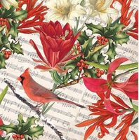 Cardinal and Holly Wrapping Tissue Paper for Art DIY Crafts in Bulk ~ # 707 10 Lg Sheets Size 20" x 30"