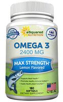 Pure Omega 3 Fish Oil Supplement (180 Softgels Lemon Flavor) 2400mg Max Strength, High Potency EPA & DHA, Natural Omega-3 Fatty Acids, Burpless Liquid Capsule Pills for Brain Joints Eyes Heart Health