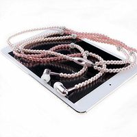 Fashionable Jewelry pearl Necklace Stereo Earphones with Microphone Beads 3.5mm In-ear Headphone Connect to Ipod, Iphone, Droid, Blackberry, Mp3 Player and All 3.5mm Audio Devices - Pink