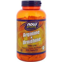 Now Foods Arginine & Ornithine 500/250mg - 250 Caps 6 Pack