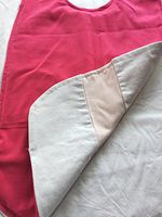 Denim Patchwork & hot Pink Handmade Cloth Fabric Adult Bib Clothes Protector Crumb Catcher Reversible Bibs