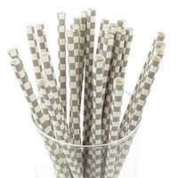 Homeford Firefly Imports Car Checkered Racing Paper Straws, 7-3/4-Inch, 25-Pack, Silver
