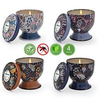 iwax citronella Candles Outdoor Indoor 4oz Natural Soy Wax Scented Candles Portable Travel Tin with Pedestal for Stress Relief-4 Pack