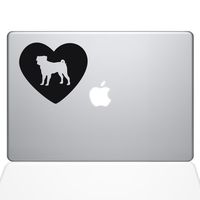 The Decal Guru Heart Pug MacBook Decal Vinyl Sticker - 15" MacBook Pro (2016 & Newer) - Black (1332-MAC-15X-BLA)