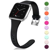 Hamile for Fitbit Versa/Versa 2/SE/Lite Bands, Slim Soft Silicone Wristbands Fitness Straps Replacement Belt for Fitbit Versa Lite Edition Fitness Smart Watch Band, Women Men Kids, Large (Black)