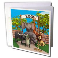 3dRose Animals at the zoo - Greeting Cards, 6 x 6 inches, set of 12 (gc_164104_2)