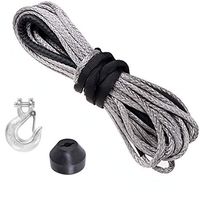 AC-DK Synthetic Winch Rope with Hook Grey Color - Size 3/16" x50 ft - 1/4" X 50 ft - 3/8" X 100 ft - for SUV ATV UTV Winch Recovery Truck Boat Trailer and Off Road (3/16" x50 ft-Grey)