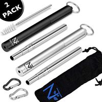 Metal Straw Collapsible Reusable Set - Best Drinking Straws with Cleaning Brush Aluminium Case Keyring Carry Bag 2 PACK 9 Inch Portable Ecofriendly Stainless Steel Metalstraw Rose Gold Dishwasher Safe