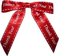 BAYWIND LTD; 4" - Thank You!- Twist Tie Bows- 50pc (Red)