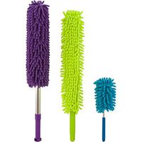 Microfiber Hand Dusters Set| 3-Pack| 1x Telescopic/Extendable Ceiling Duster, 1x Bendable Duster & 1x Mini Telescopic Duster For Car Use| Heart & Abode House, Kitchen & Automotive Cleaning Supplies