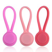 E-Clip Magnetic Cable Winder Earphone Wrap Cord Organizer Soft Silicone for Headphones/Date USB Cable Ties for Management of Headsey Cables, Bookmarks, Keychain (Rose Gold + Red + Pink)