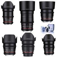 Rokinon Cine DS Lens Kit for Sony E-Mount Consists of 16mm T3.1 WA, 24mm T1.5 Lens, 35mm T1.5 Lens, 50mm T1.5 Lens, 85mm T1.5 Lens, 135mm T2.2, Cleaning Kit
